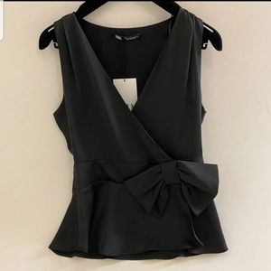 Zara peplum top with bow. XS